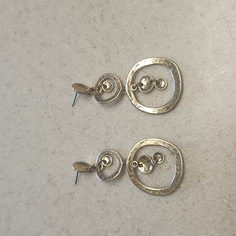 Gold Circular Drop Earrings, GUC